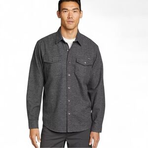 Eddie Bauer Hemplify Cotton-Hemp Blend Gray Classic Fit Flannel Shirt LT